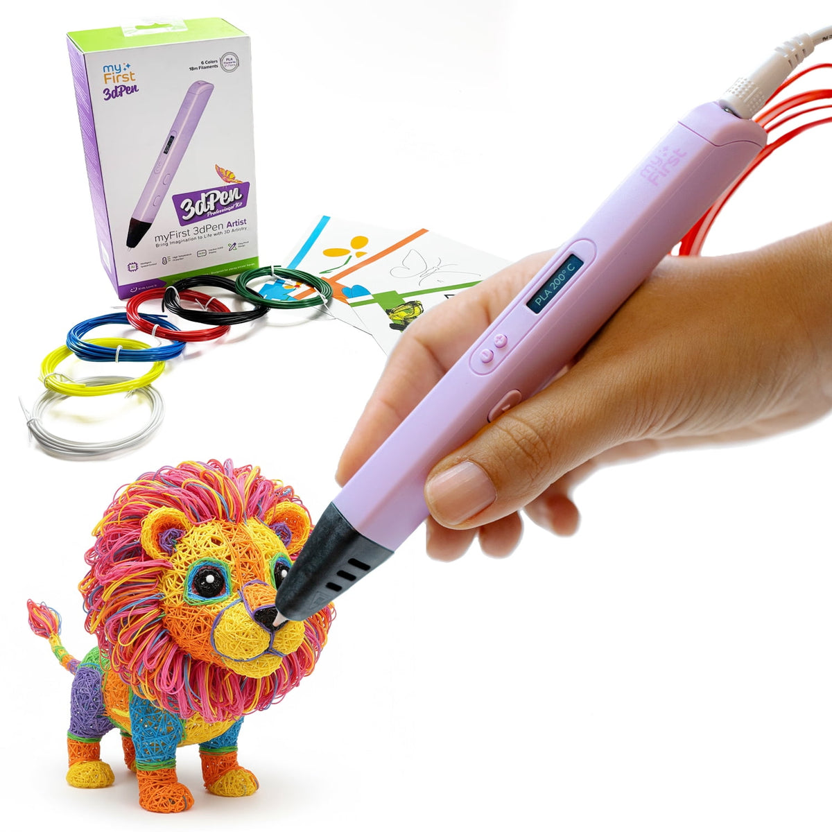 myFirst 3D Pen Artist (Blue) 3D Pen Starter Kit with 6 Colours Filaments, Design Template, Arts & Craft for 12 Years Old & Above